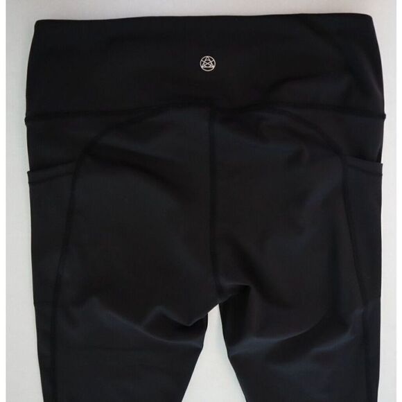 TSLA Women’s Sz Large Black Mid-Waist High Rise Pockets Running Yoga Gym Tights - Picture 4 of 6